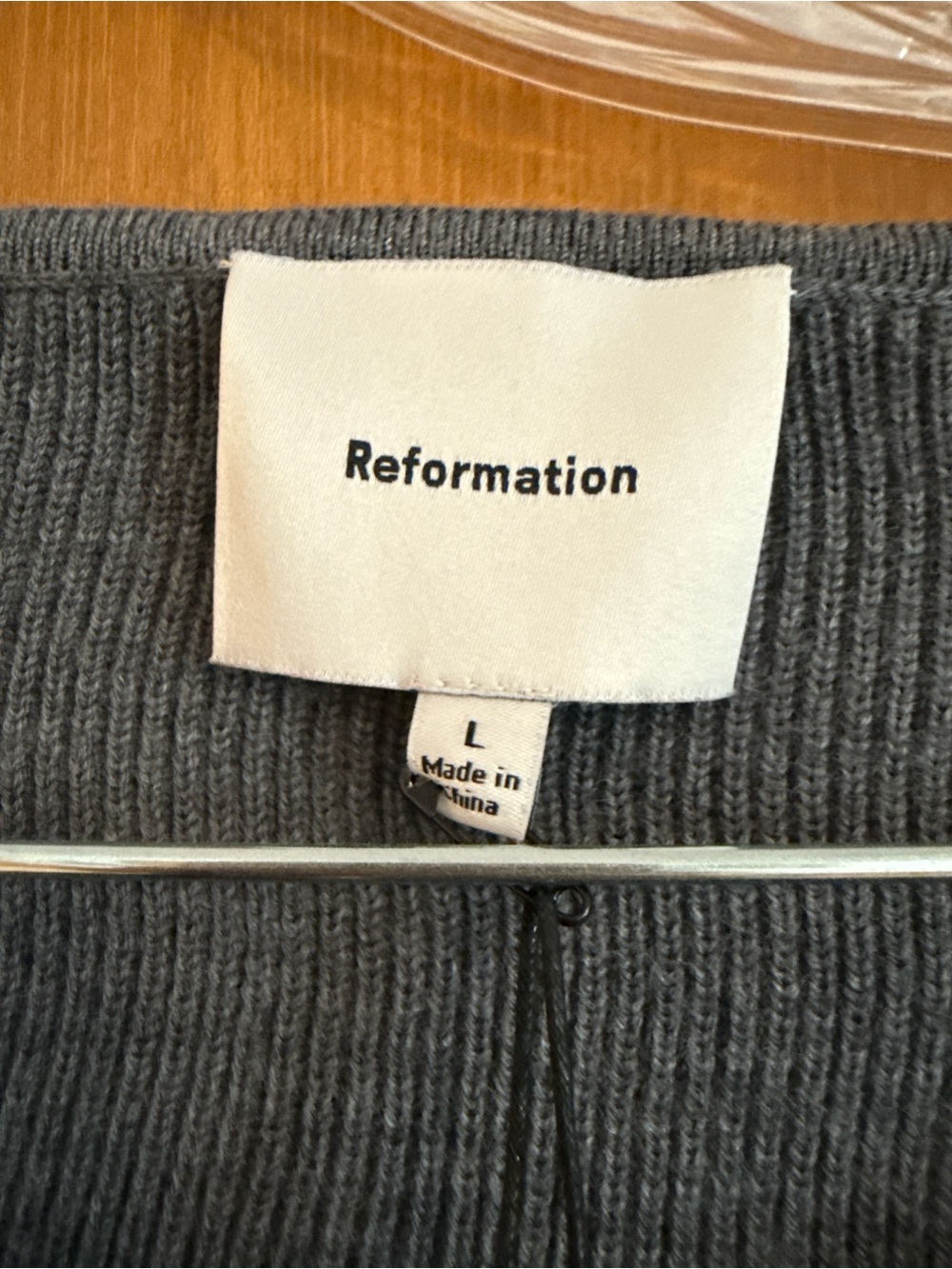 Reformation Charcoal Gray Ribbed Button-Front Cardigan - Picture 3 of 4